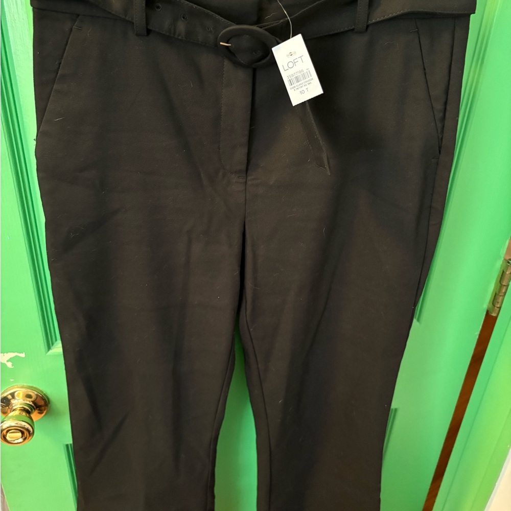 LOFT Black Chinos Classic Straight-Leg Sutton kick crop